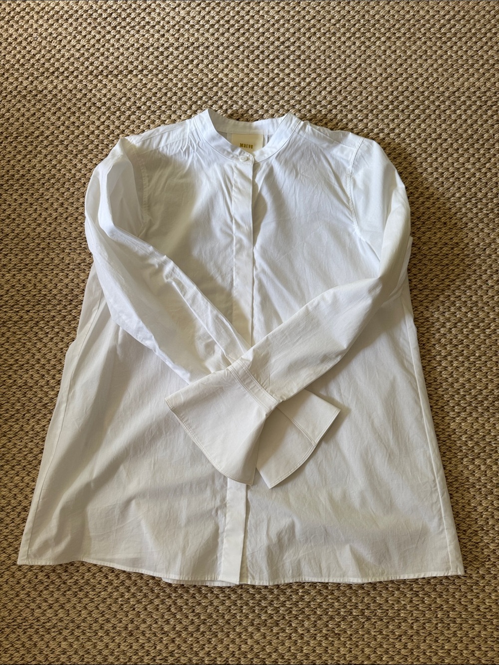 Maeve White Long-Sleeve Button Front Shirt